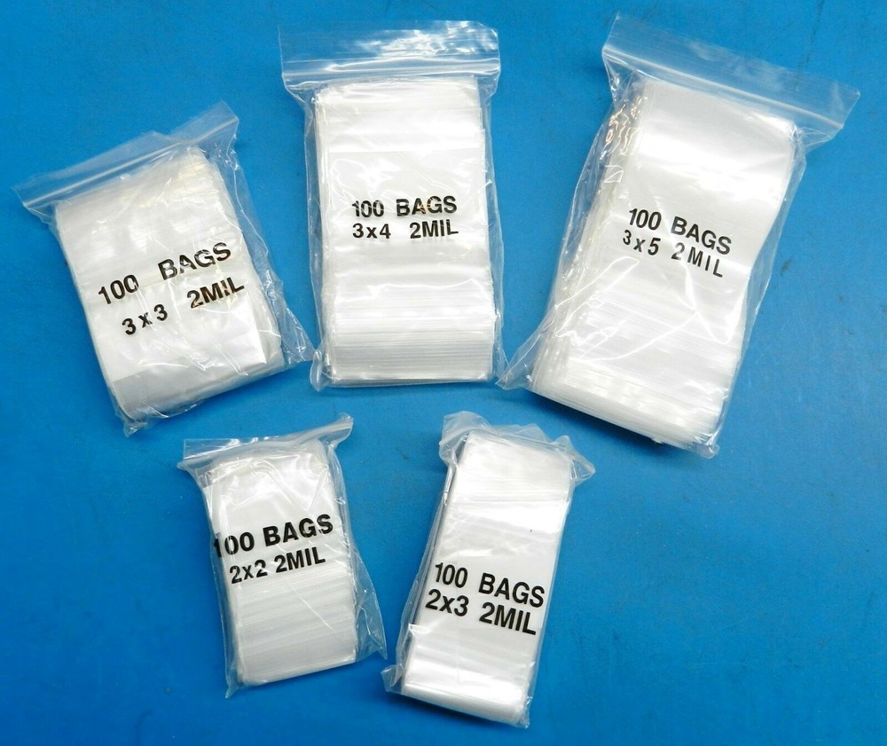 500 Bags White Block Assortment 2 Mil Writeable 5 Assorted Sizes Resealable Bag