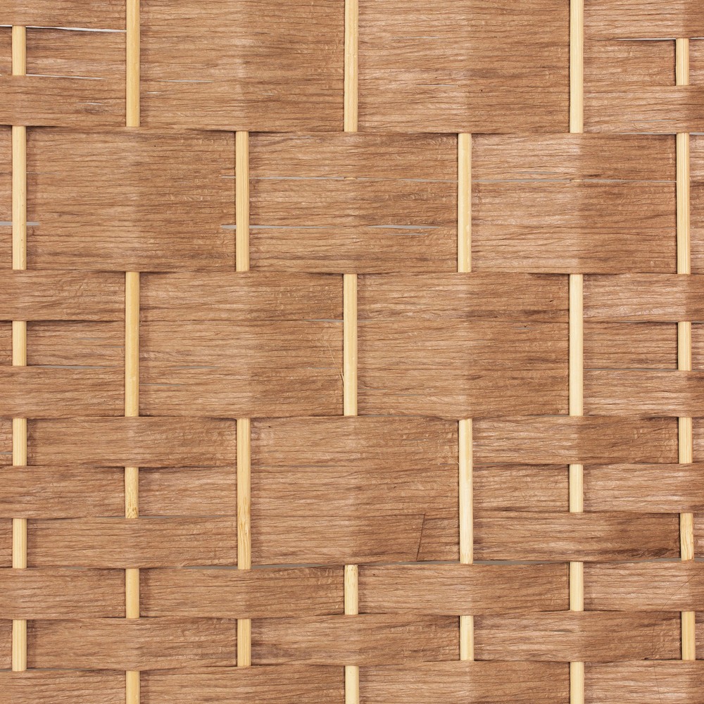 4 ft. Short Diamond Weave Fiber Folding Screen - Natural - 8 Panel