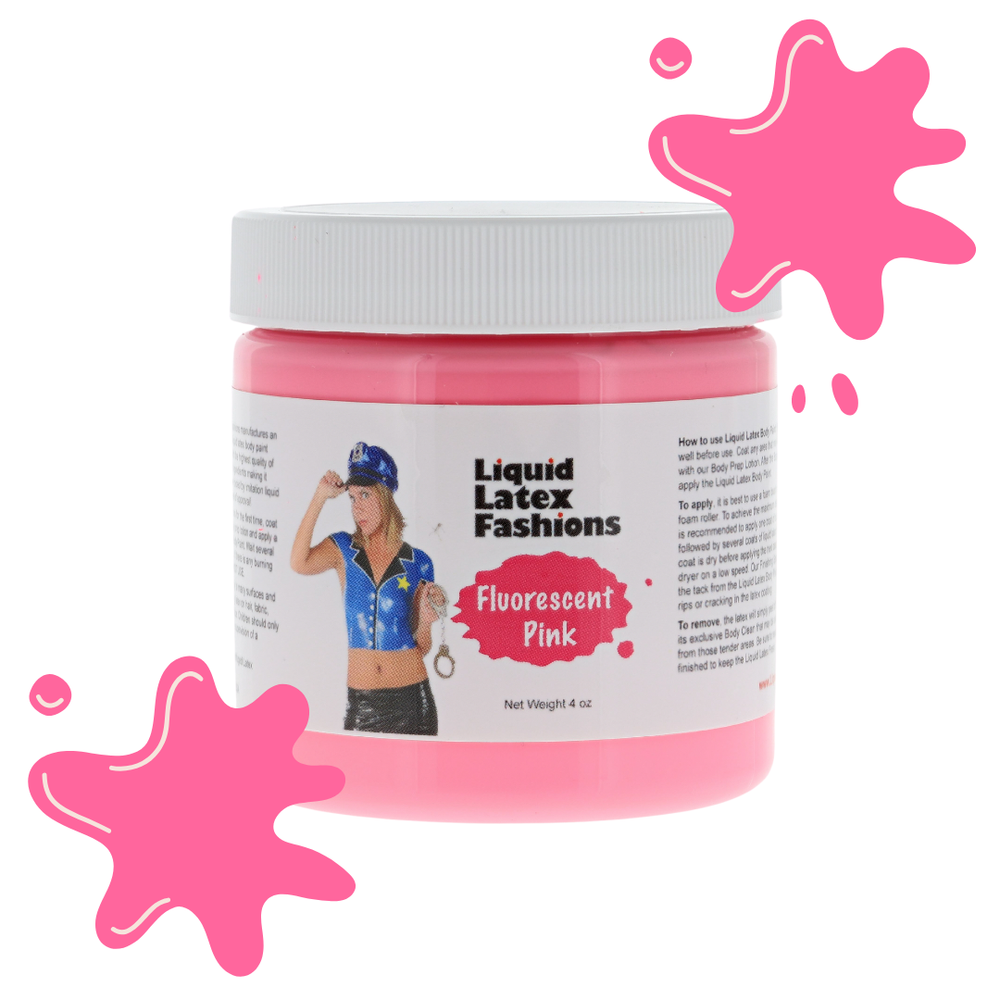 Fluorescent Pink 4 Fl Oz Liquid Latex Body Paint, GLOWS UNDER BLACKLIGHT!