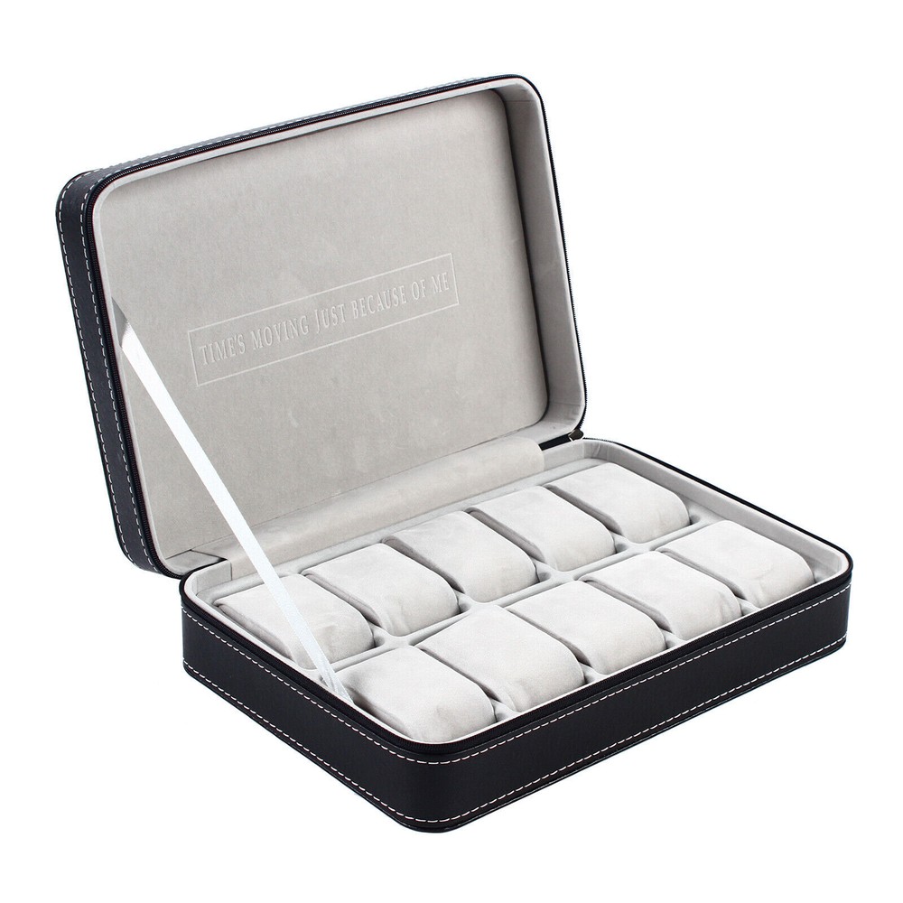 10 Slots Watch Display Case Storage Box Case | Leather Rounded Corner