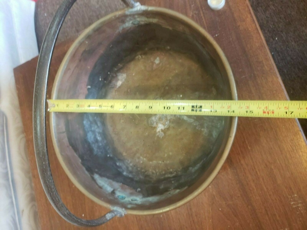 Antique Copper Candy Apple Butter Kettle Cauldron Bowl with Handle