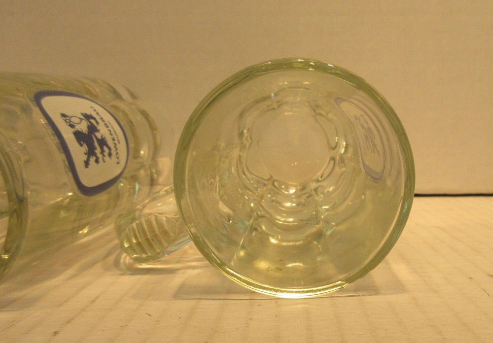 2 Lowenbrau Munich Glass Beer Mugs Drinking