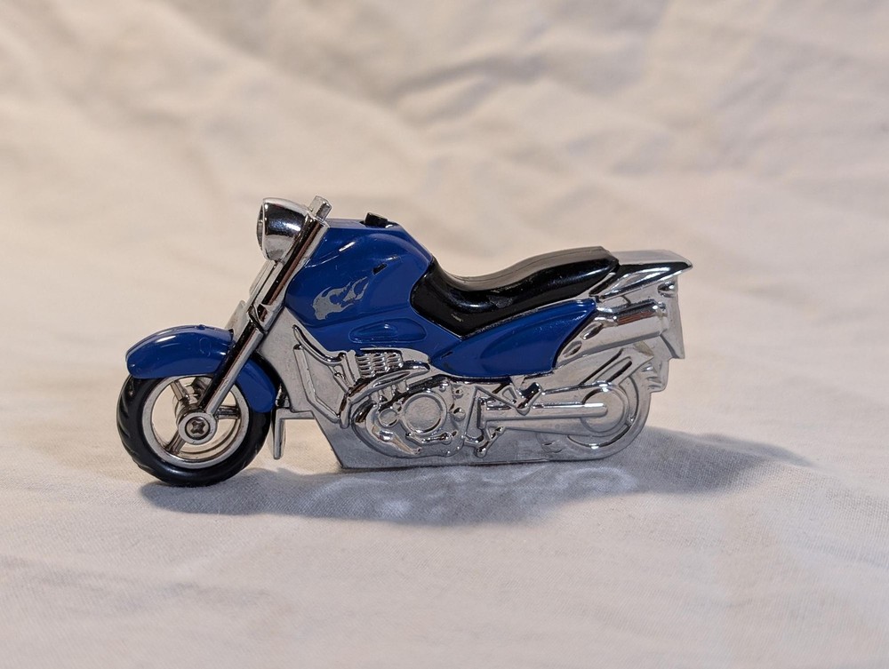 Vintage Blue Motorcycle Pocket Cigarette Cool Lighter with light!