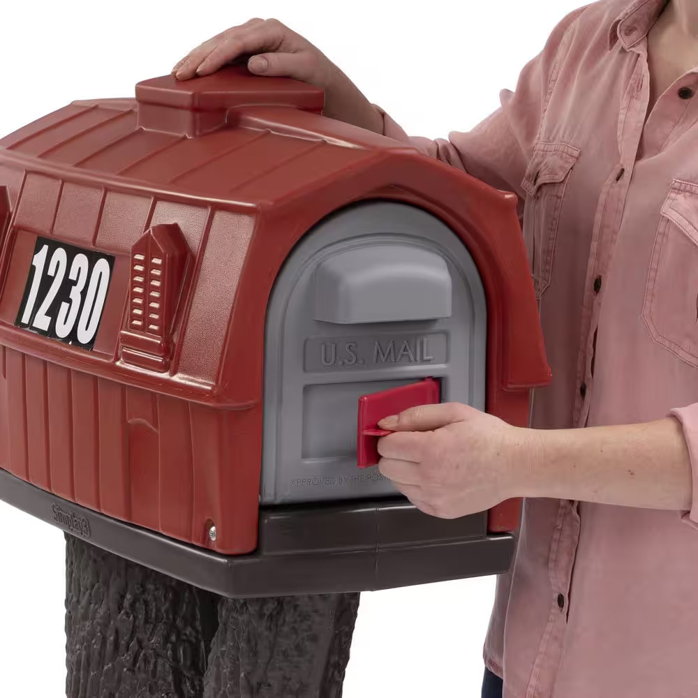 Rustic Barn Burnt Red/Espresso Post Mount Mailbox