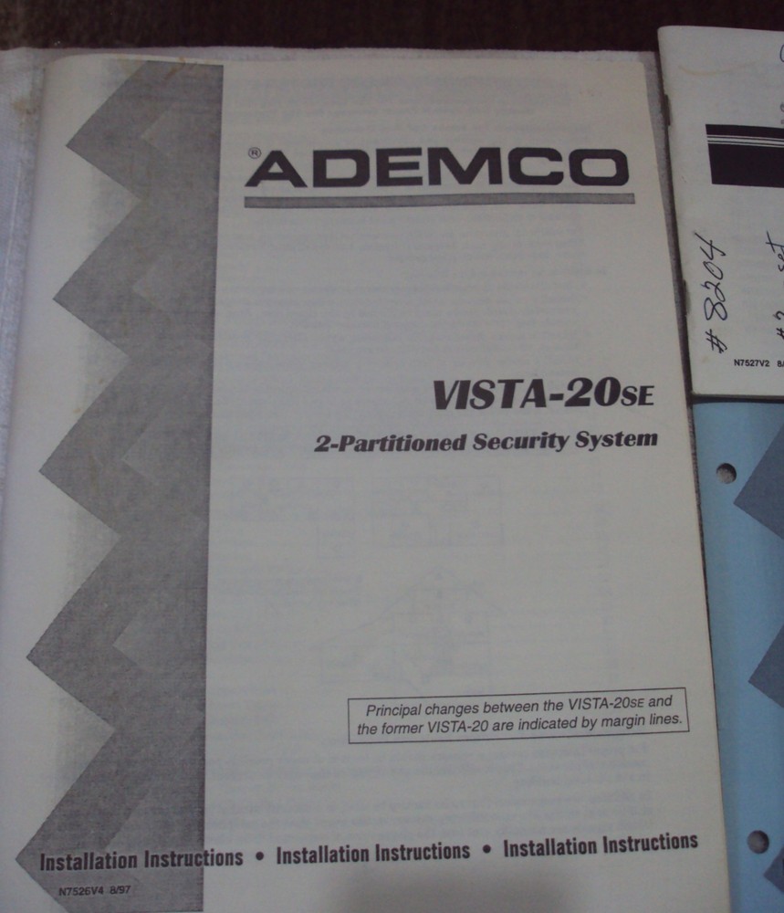 Ademco Vista 20SE Security System Installation / Programming Guide and Manual