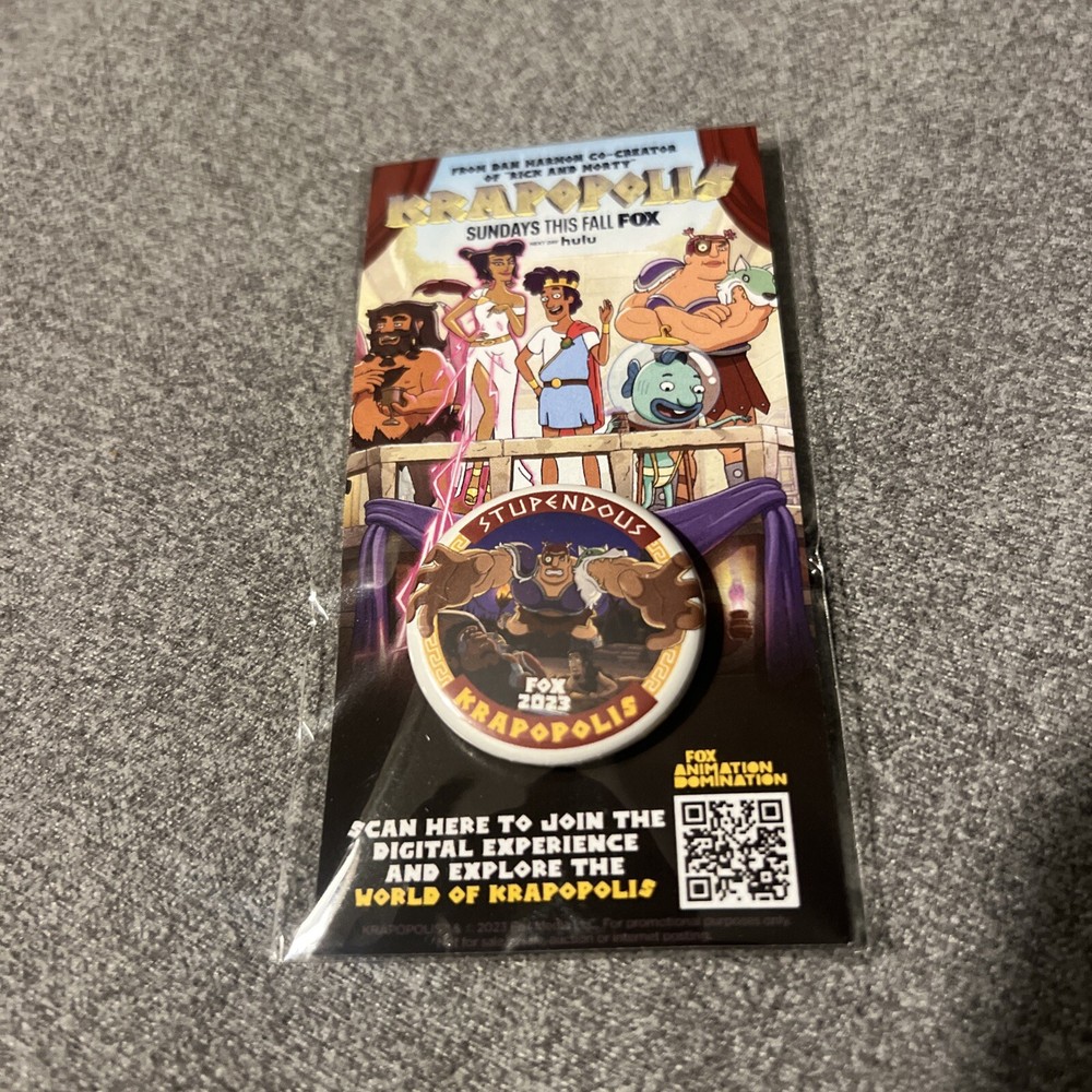 SDCC 2023 Krapopolis Pin (Stupenous) + Postcard