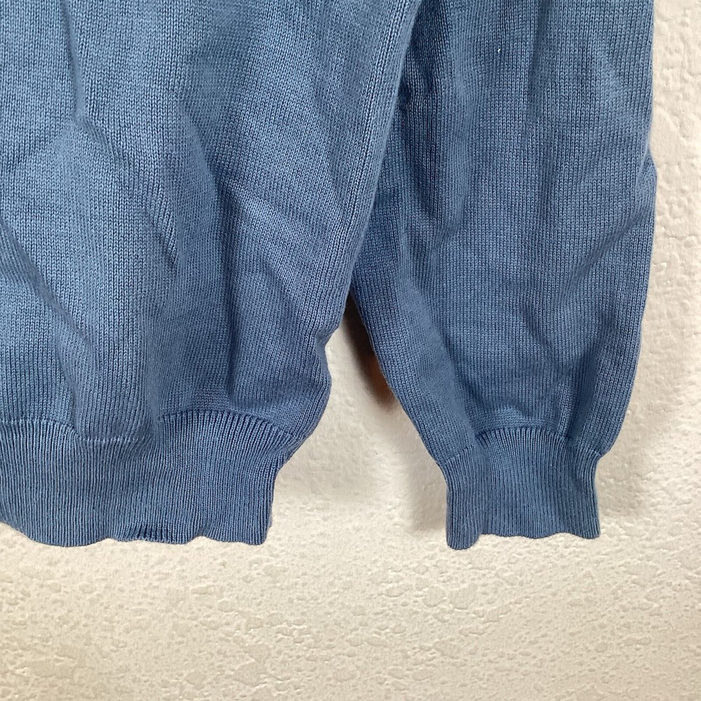 Edwards Mens Sweater Sz M Long Sleeve Pullover Solid V Neck Blue Excellent