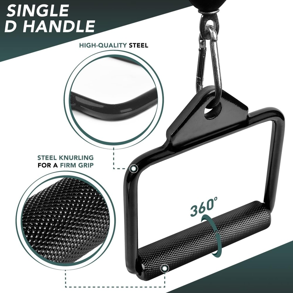 Double D Row Handle Cable Attachment - Weight Workout, Cable Machine Attachment