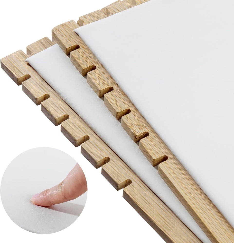 display stand 2-Pack Bamboo Jewelry Display Stands with PU Panel & Multi-Rung