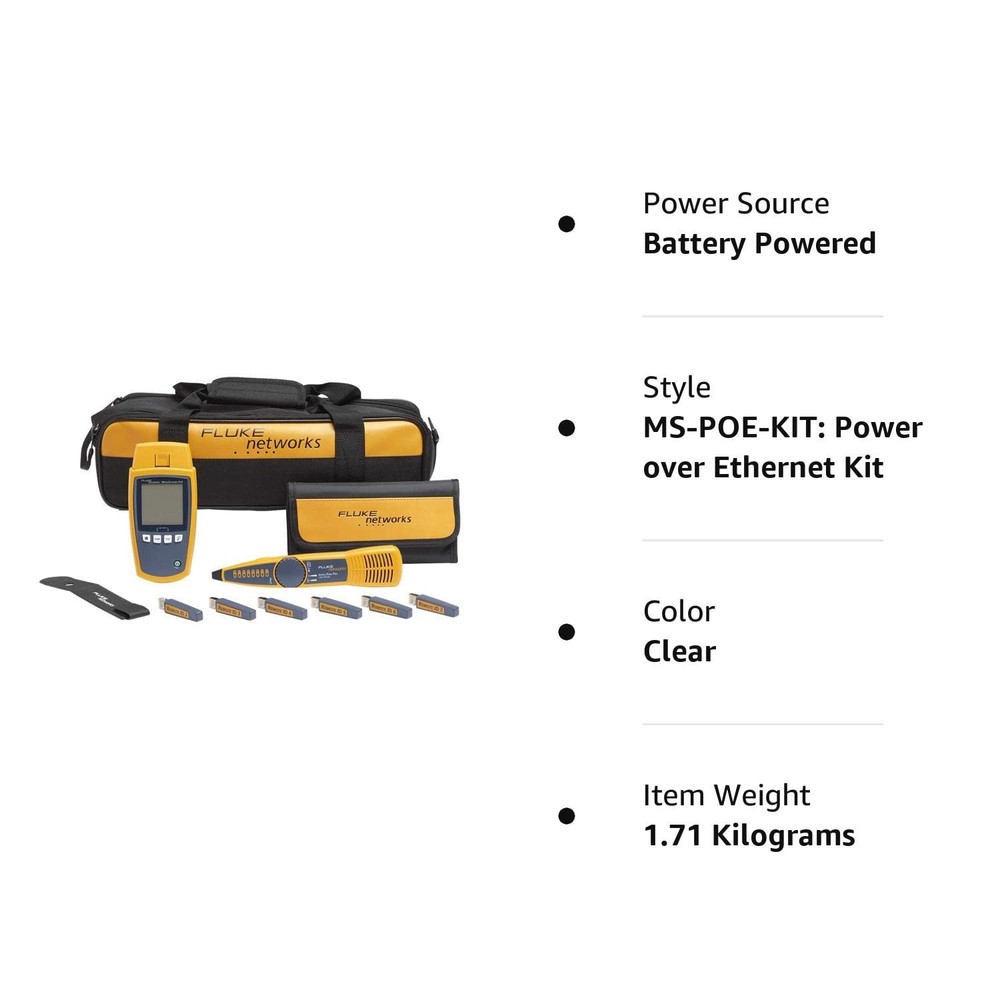 Fluke Networks MS-POE-KIT Remote Cable Testing Device Kit for PoE and Network