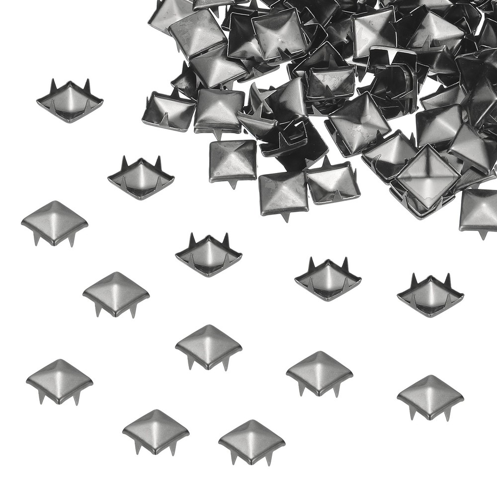 10mm studs 200pcs square claws dark silver