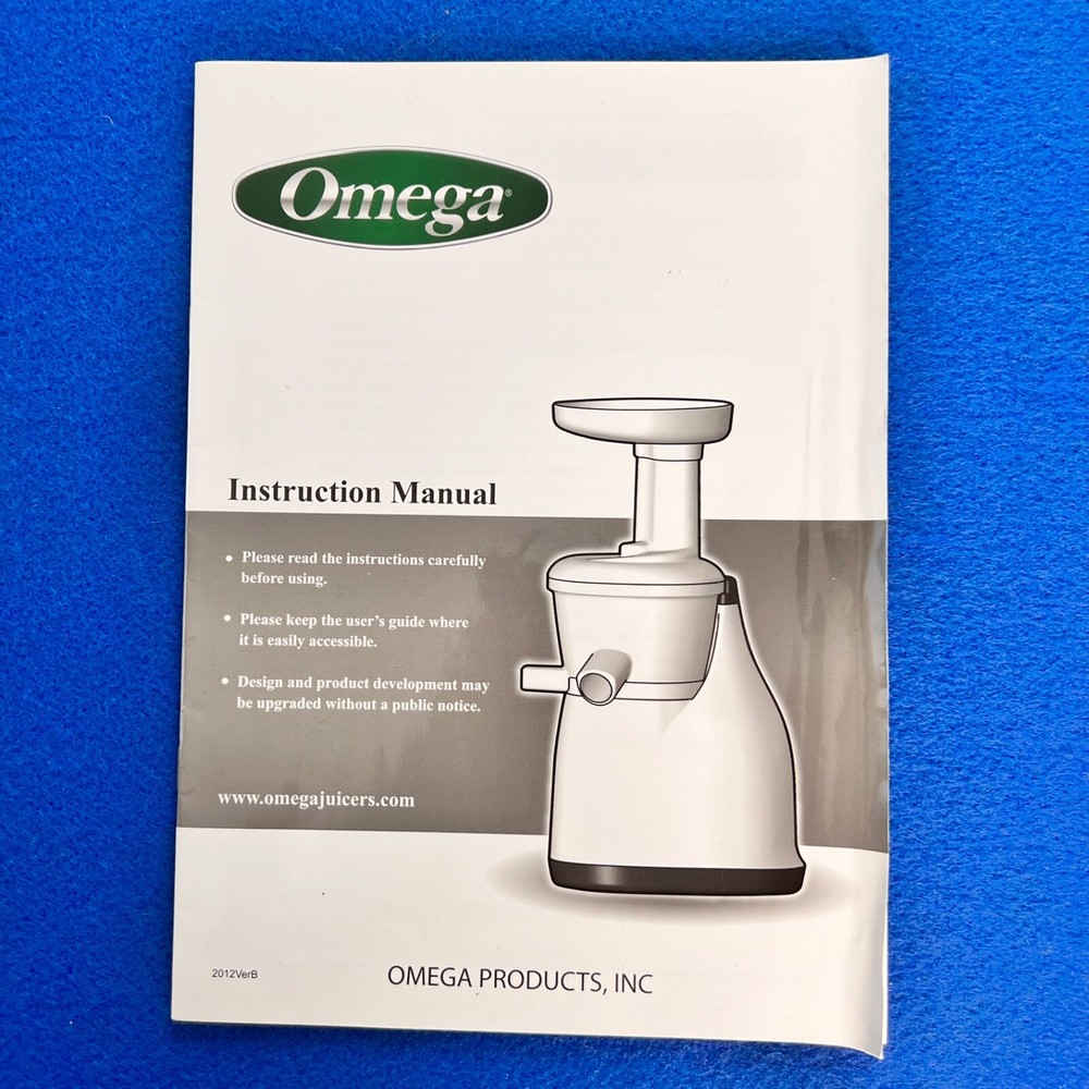 Omega Vert Juicer Low Speed Juicer Extractor User Manual Guide Book Cold Press