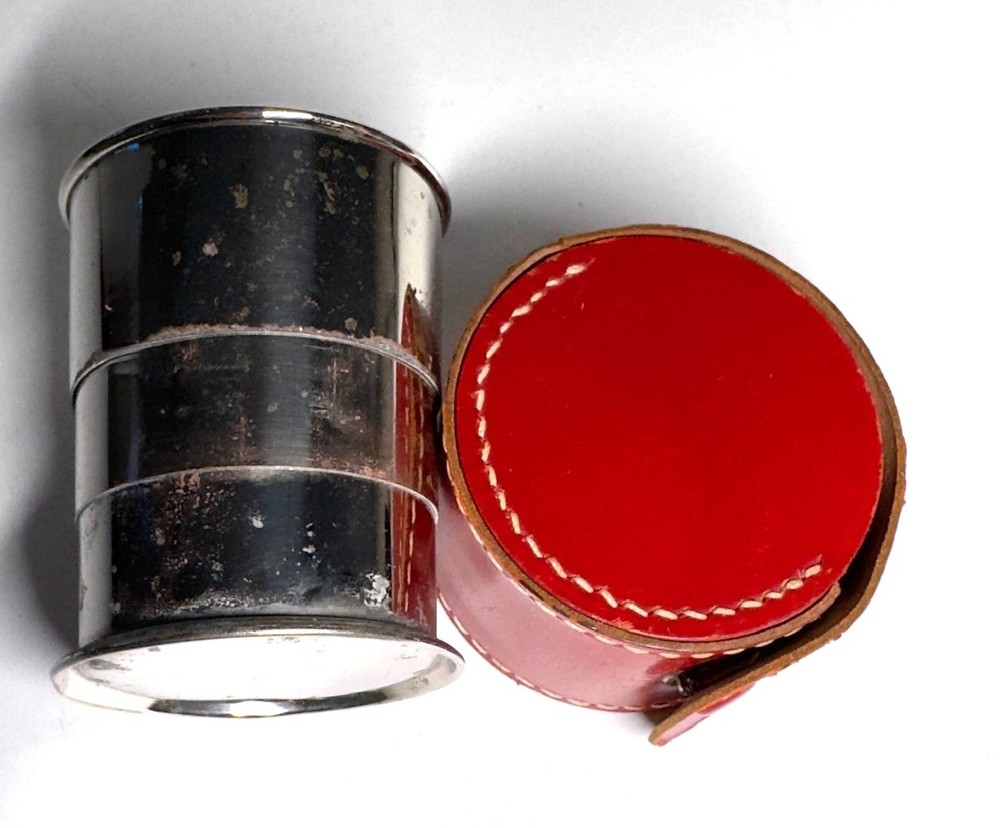 Vintage Occupied Germany Collapsible Cup Complete with Leather Case