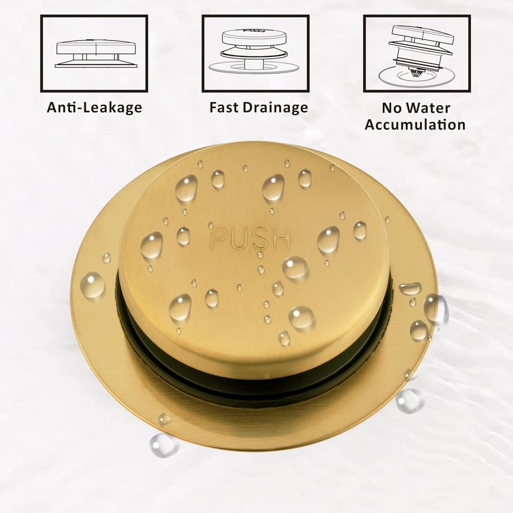 Elegant Brushed Gold Universal Bath Drain Stopper - Easy Installation & Coverage