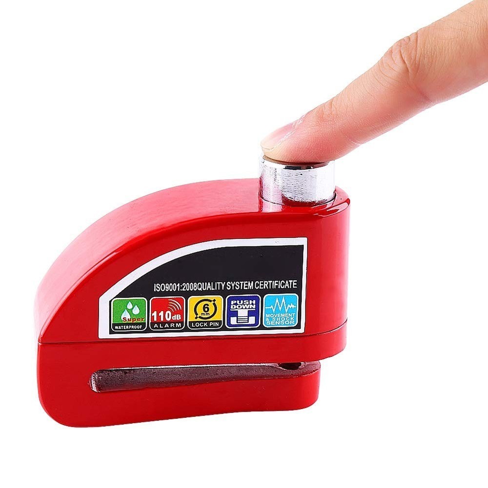 Motorcycle Alarm Disc Lock Brake Security Disk Bicycle Wheel Lock Security Red