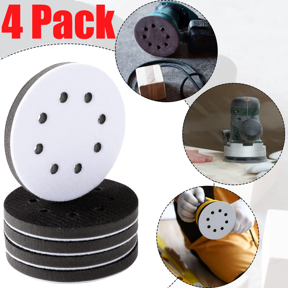 2/4Pack 5 Inch Soft Sponge Interface Pad for Sanding Pad Hook&Loop Sanding Discs