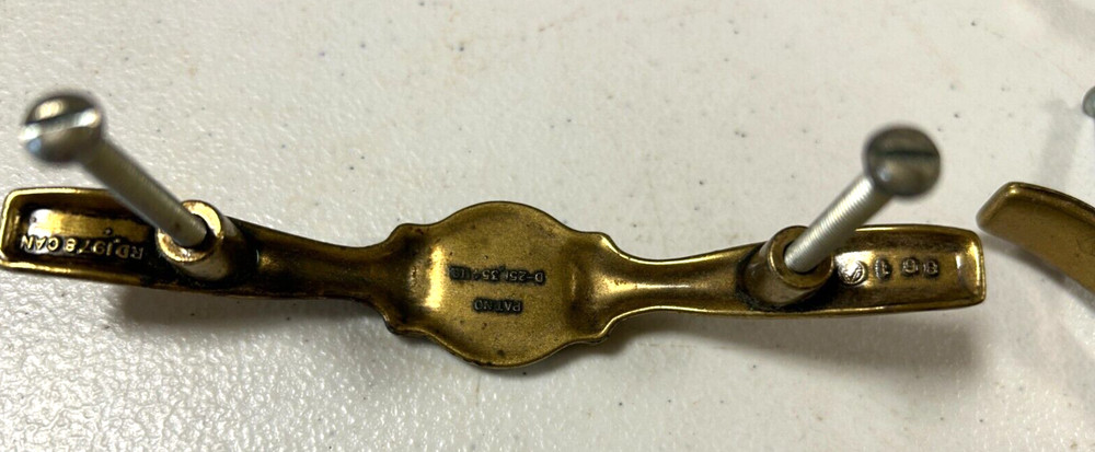 8 Vintage Brass Drawer Pulls, 5" Long, has 3" Hole separation