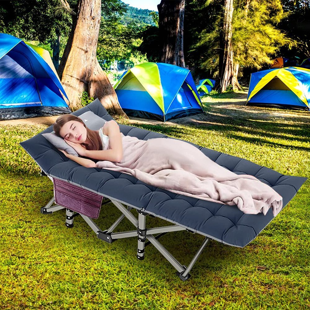 NAIZEA Padded Folding Camping Cot Mattress Cot Folding Sleeping Bed W/ Carry Bag