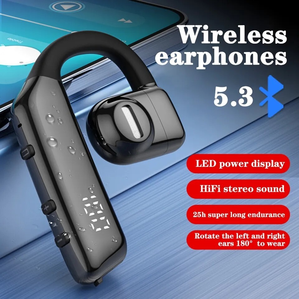 Wireless Bluetooth 5.3 Earpiece Headset Driving Trucker Earbuds Noise Cancelling