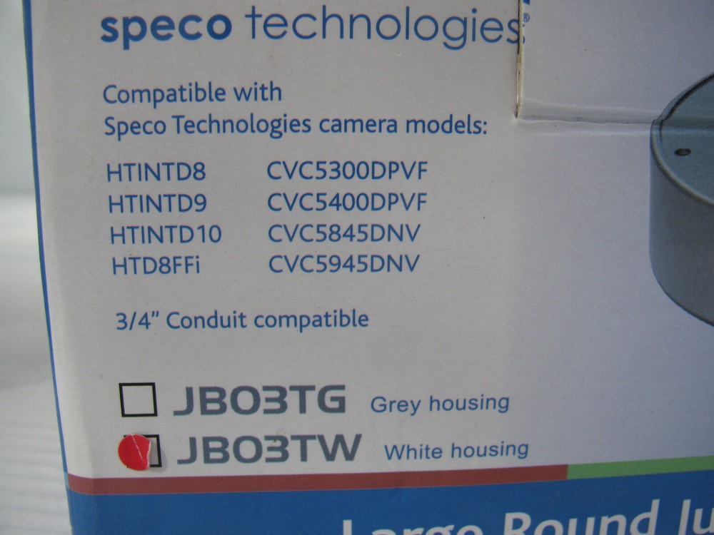 Speco Technologies Dome Camera 3/4" Junction Box for HTINTD8 HTINTD9 CVC5300DPVF