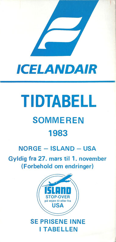 Icelandair Norway timetable 3/27/83 [4091]