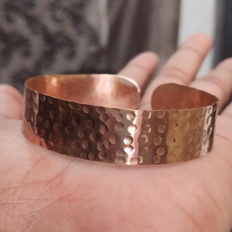 Solid Pure 100% Copper Adjustable Handmade Hammered Unisex Bangle All Size P31