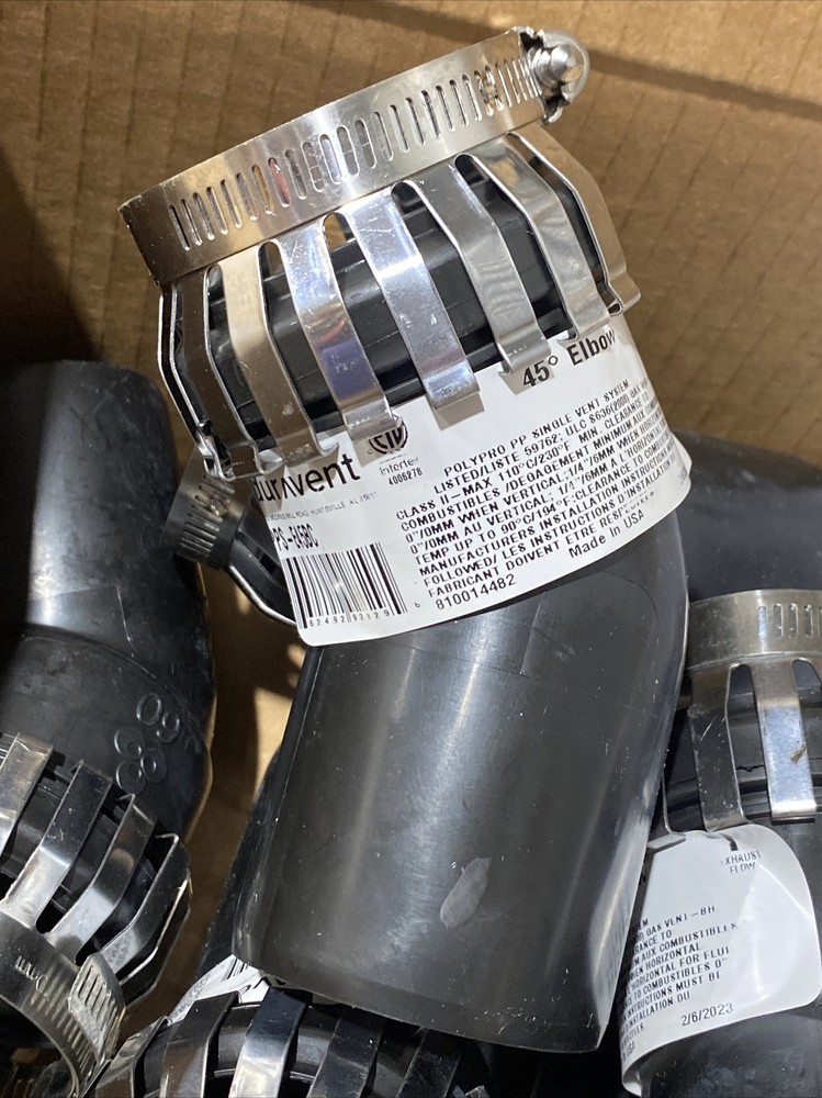 DuraVent PolyPro 2PPS-E45BC - 2" Single Wall PP - Elbow 45 Degree UV Black Qty:6