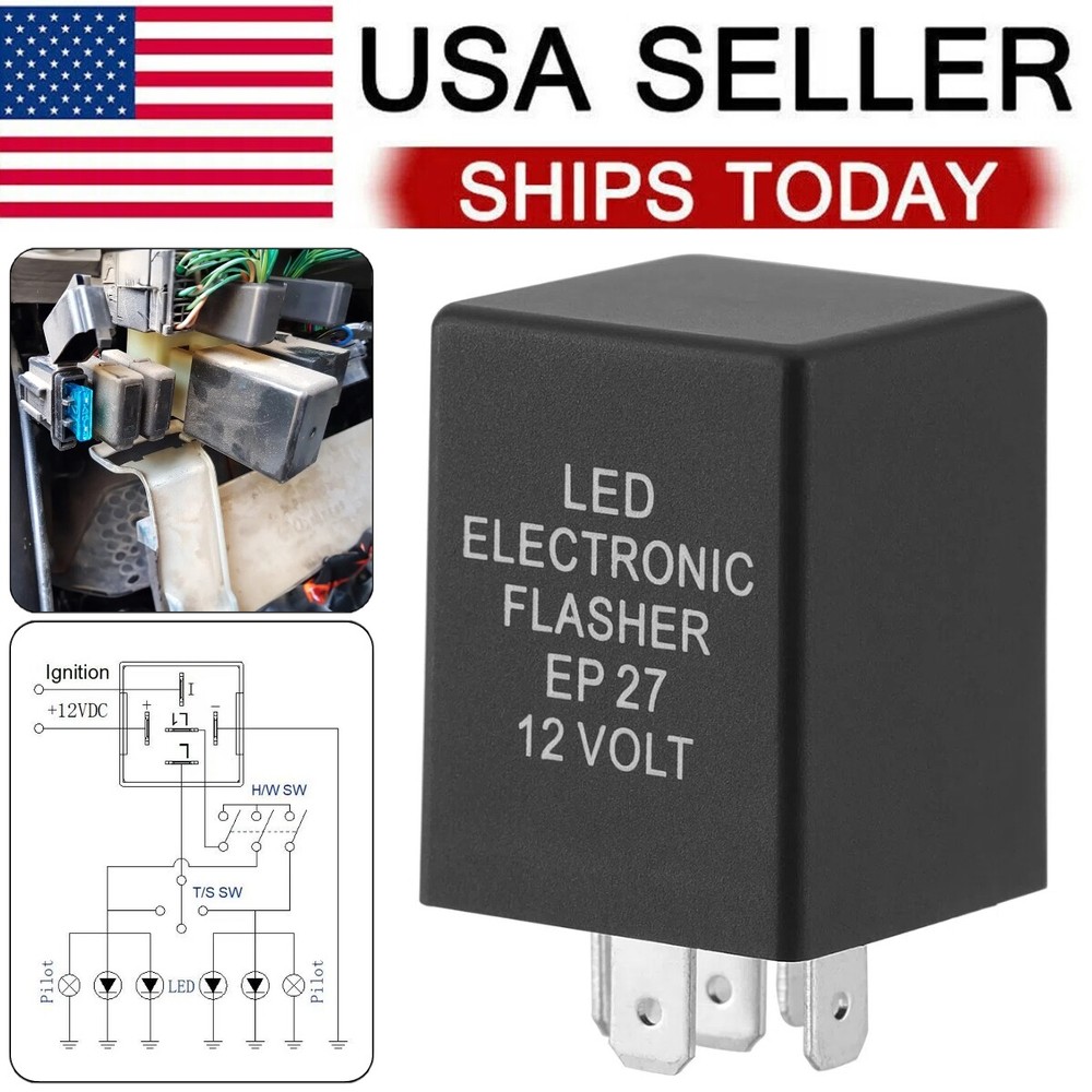 5-Pin EP27 FL27 Electronic LED Flasher Relay Fix As Turn Signal Hyper Flash Fix