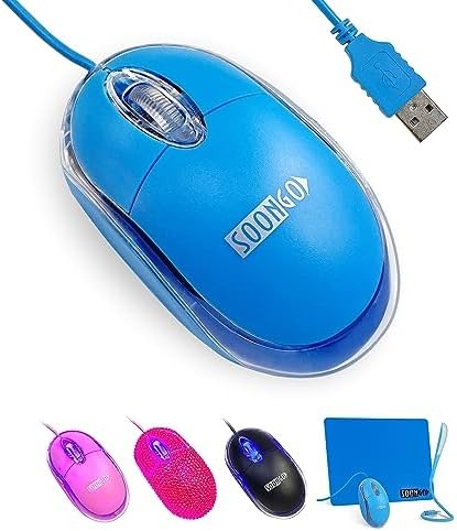 Kids USB Ergonomic Optical Mouse Blue 1 5M Cable