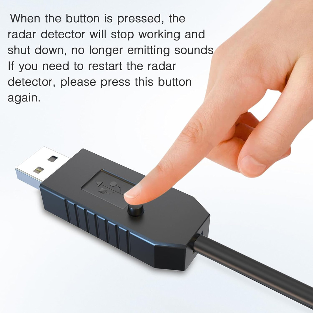 Radar Detector Cable, USB to RJ11 Plug Power Cord with Mute Function,Replacement