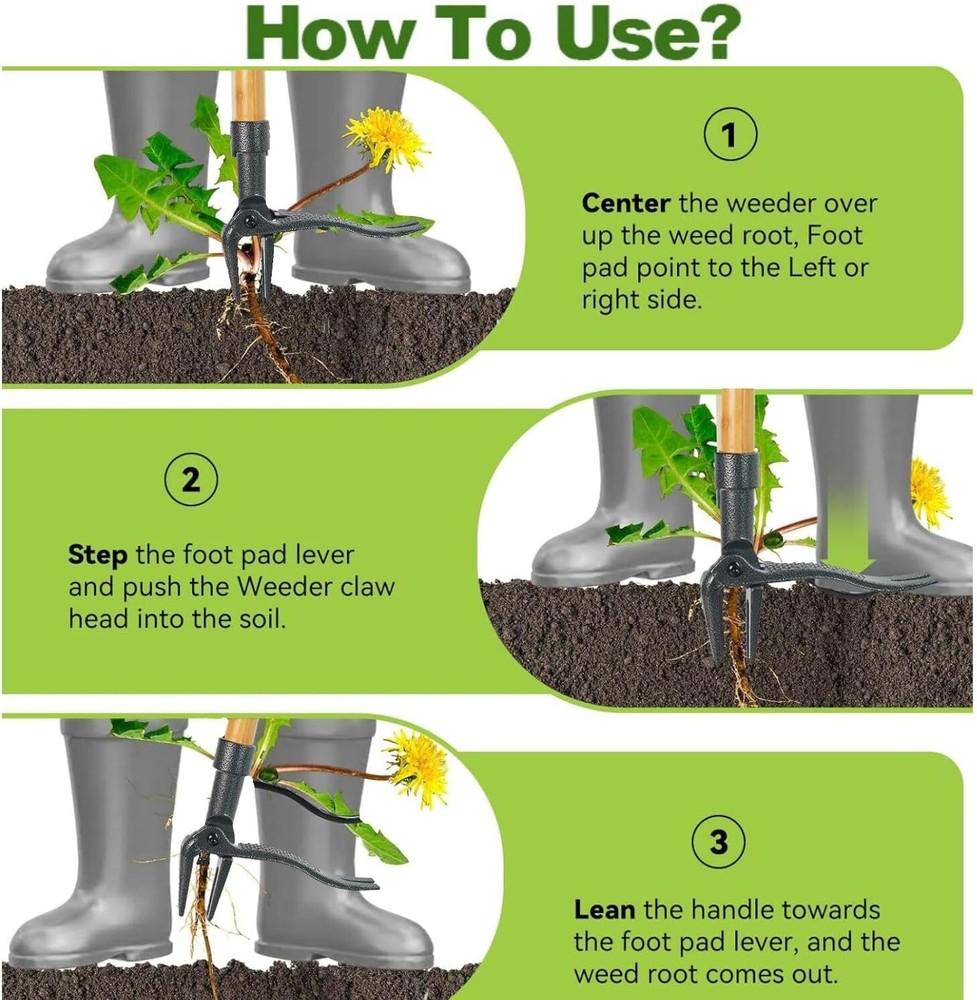 Weed Puller Tool, Stand Up Remover Gardening Hand Weeding Tool...
