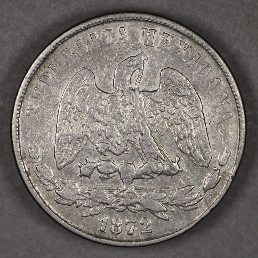 1872 Pi O Mexico Silver Peso