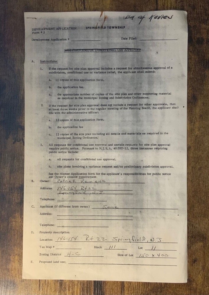 Springfield Township NJ Development Application 146-154 Rt 22 Building COPY
