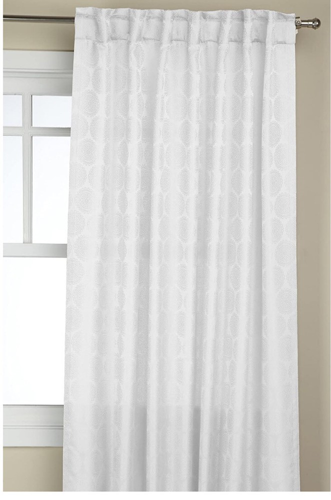 Trendex Home Torino Single Curtain Panel W Backtabs 84” White