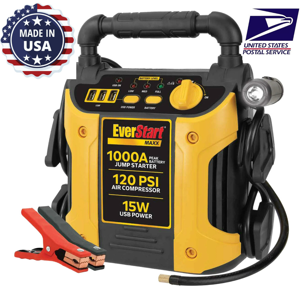 ⭐ EverStart Maxx 1000A Jump Starter with 120 PSI Compressor, LED Light & Triple