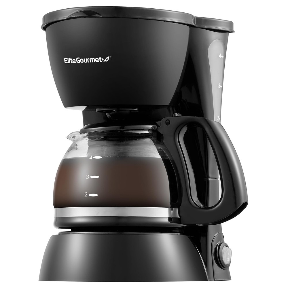 Elite Gourmet EHC4128 Automatic 4-Cup Brew & Drip Coffee Maker 4 Cups, Black