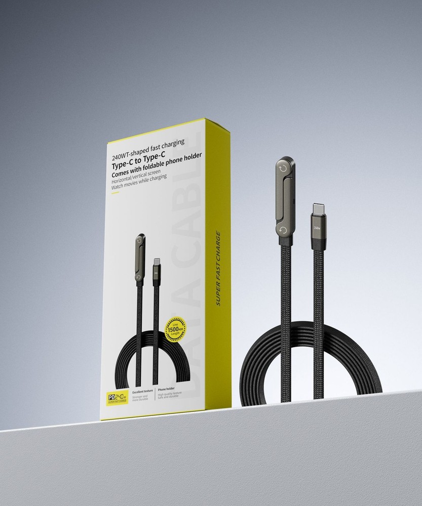 Fast Charging Foldable Bracket Data Cable 2-in-1 Data Wire Foldable Phone Tablet