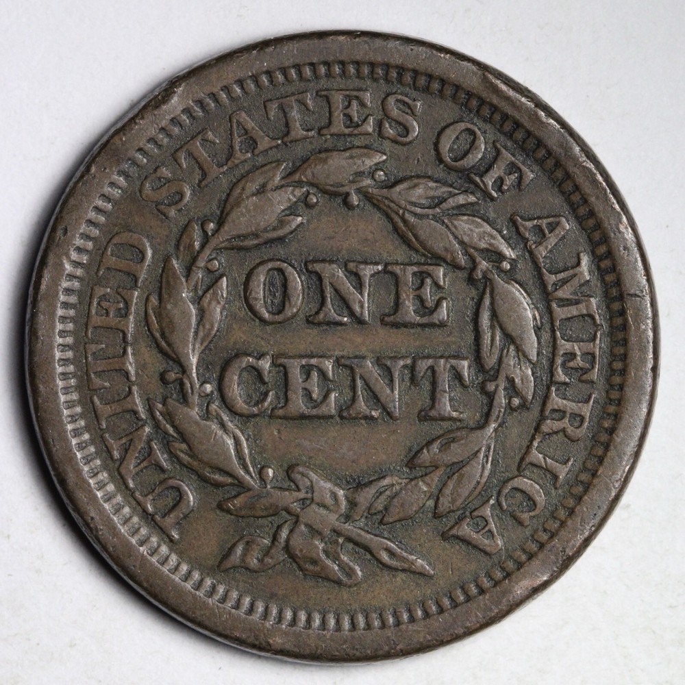1850 Braided Hair Large Cent CHOICE XF E256 XDCA