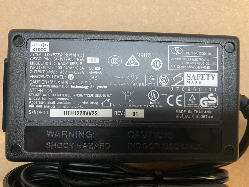 New Genuine Cisco 48W AC Adapter