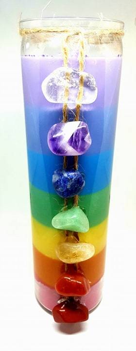 Candle with Chakra Healing Crystals