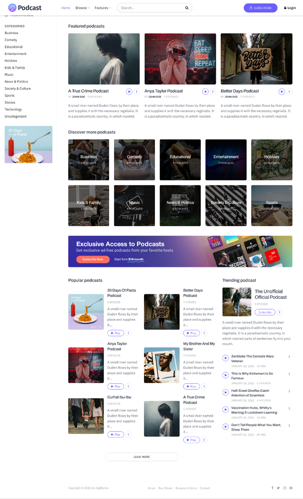 Podcast Web Design with Free VPS Web Hosting and Installation