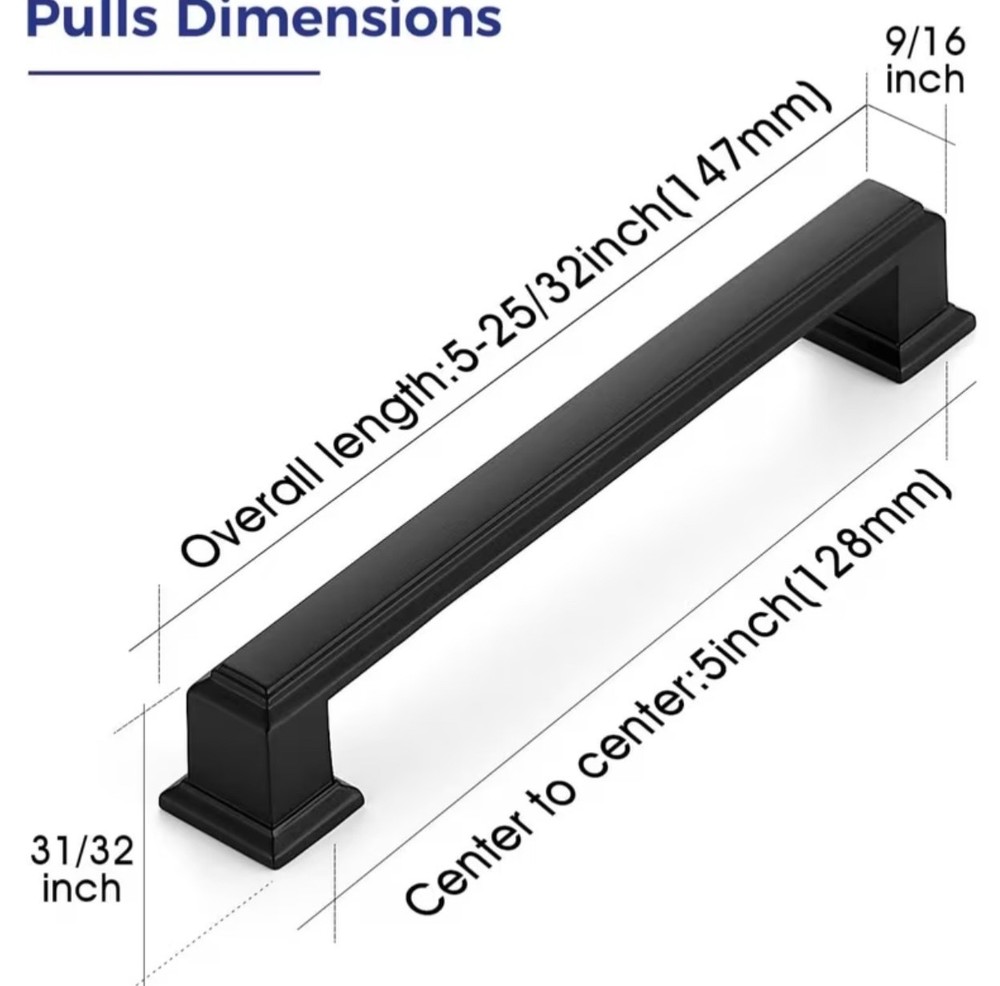 5in Matte Black Cabinet Handles Drawer Pulls Modern Kitchen Hardware