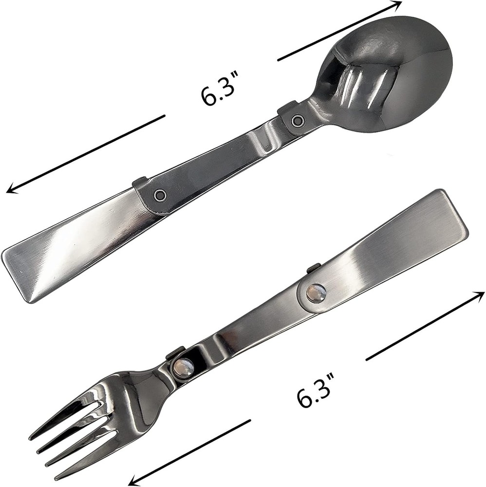 Foldable Fork & Spoon Set Portable Folding Spoon & Fork Set W/ Two Plastic Cases