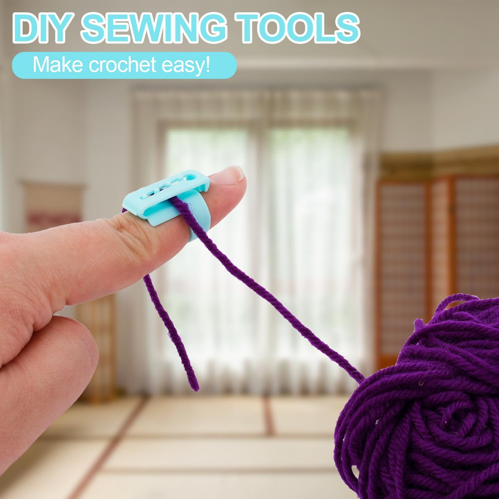 4Pcs Yarn Guide Ring Crochet Knitting Tool, 4 Colors Finger Crochet Ring Plastic
