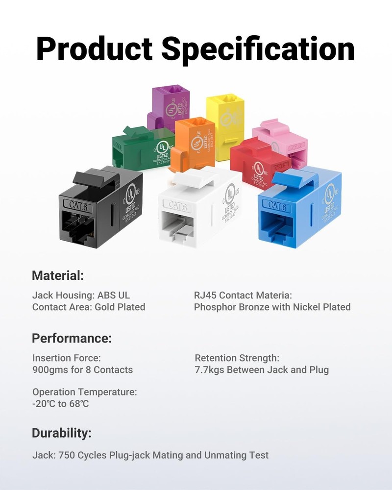 Blue 25-Pack Ethernet Couplers for Customizable Network Setups