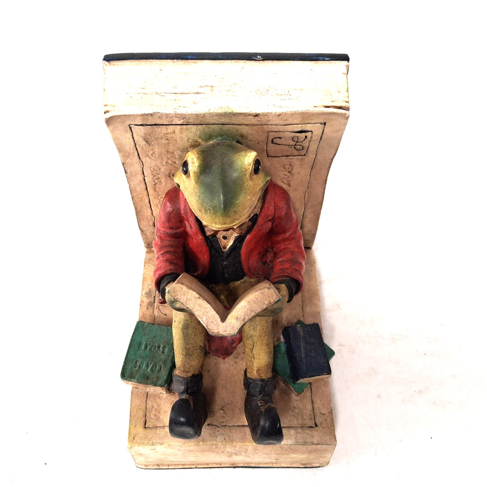 Vintage Frog Bookend Reading Book Toad Hall Wind In The Willows Style Decor