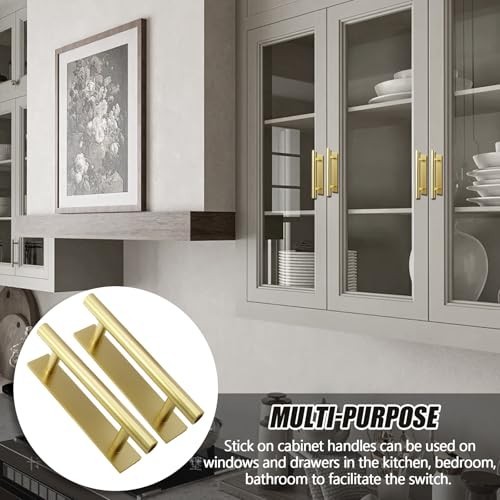 10 PCS Self-Stick Push Pull Helper ABS Plastic Handle, Wardrobe Handles Gold