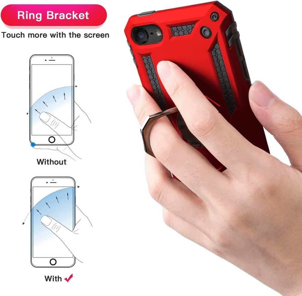 Red Shockproof iPod Touch Case with 360° Kickstand & Car Mount Compatibility
