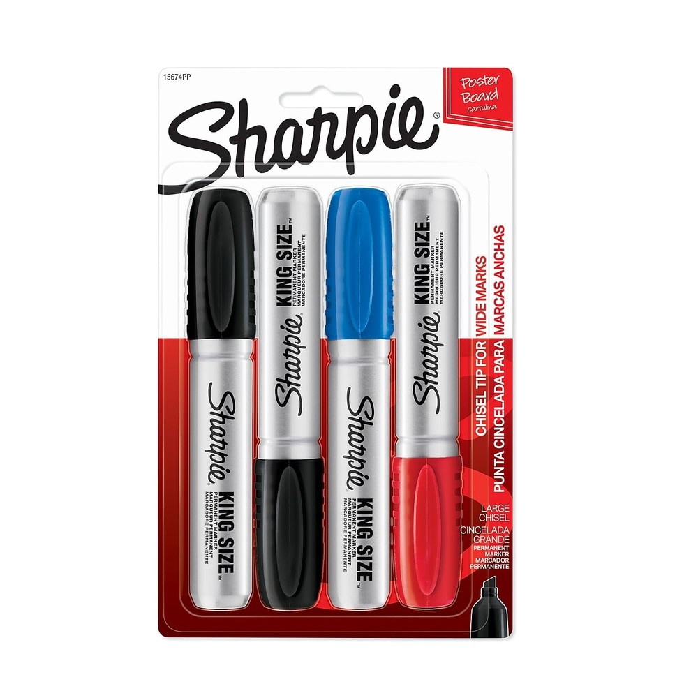 Sharpie 15674PP King Size Permanent Markers, Assorted Colors, 4-Count