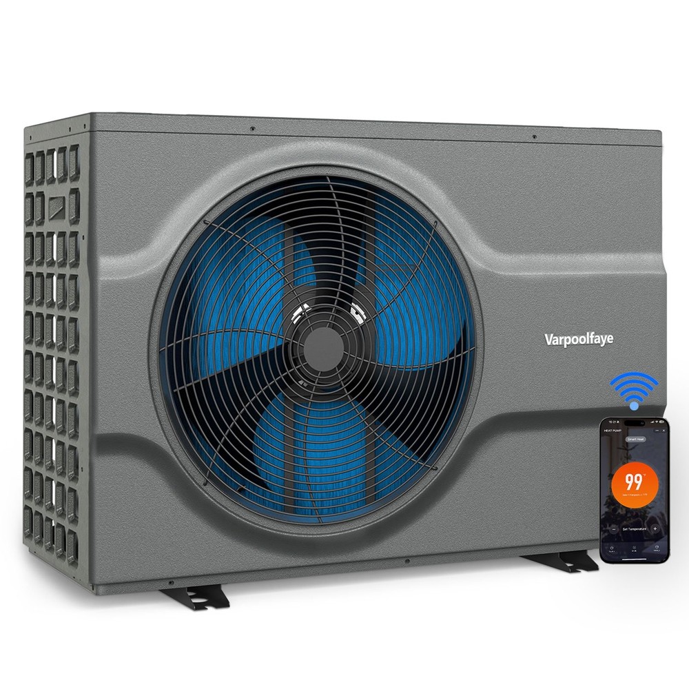 Varpoolfaye 58000BTU Pool Heat Pump Above Ground Electric Pool Heater 17000 Gal